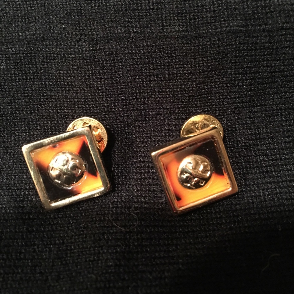 Tory Burch enamel tortoise color earrings